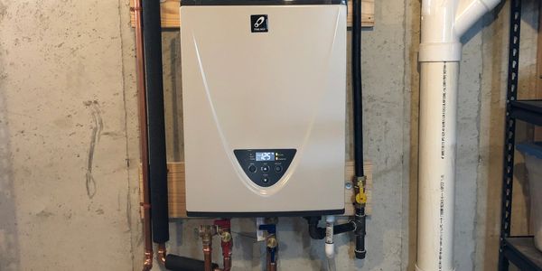 Natural gas tankless water heater installation