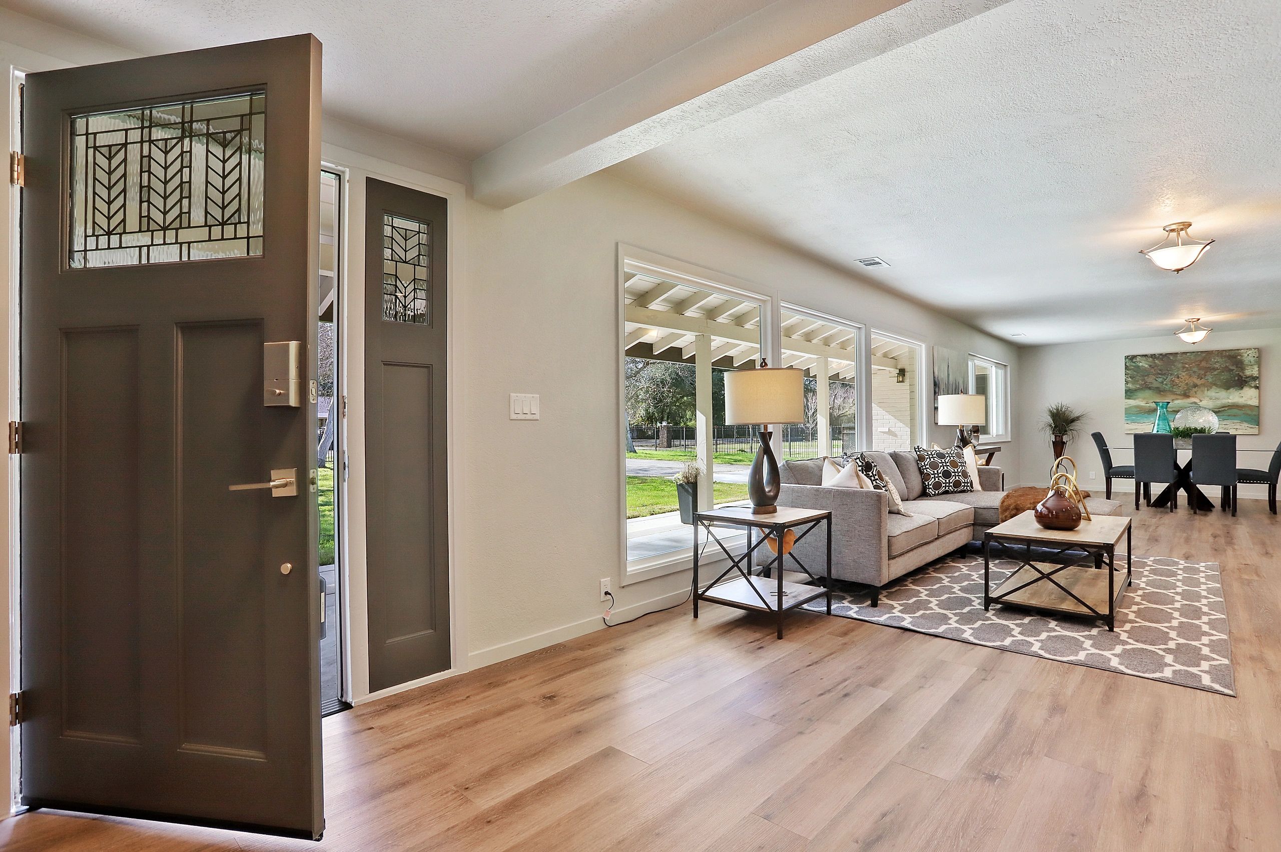 Designer Door, with stain Glass,
Craftsman door style.
