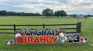 Red and black Graduation yard card sign greeting 