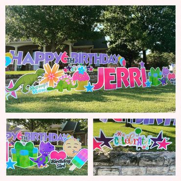 Jurassic park dinosaur birthday yard card greeting sign for girls