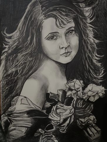 fine art, fineart, Beverly Marshall, pencil, drawing, paper, beautiful, young girl, artist