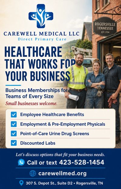 Healthcare services for businesses in Rogersville, TN.