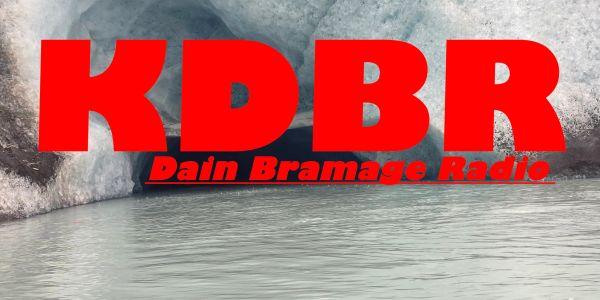 KDBR Logo over a chunk of ice at Glacier Lake near Valdez Alaska.
