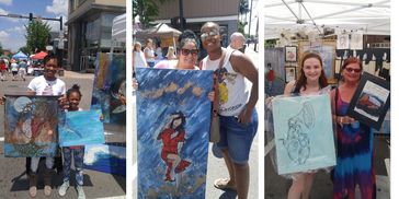 A photo album with people hold Painting on the hand