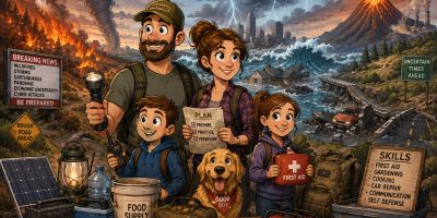 Family prepared for survival in a post-apocalyptic world.
