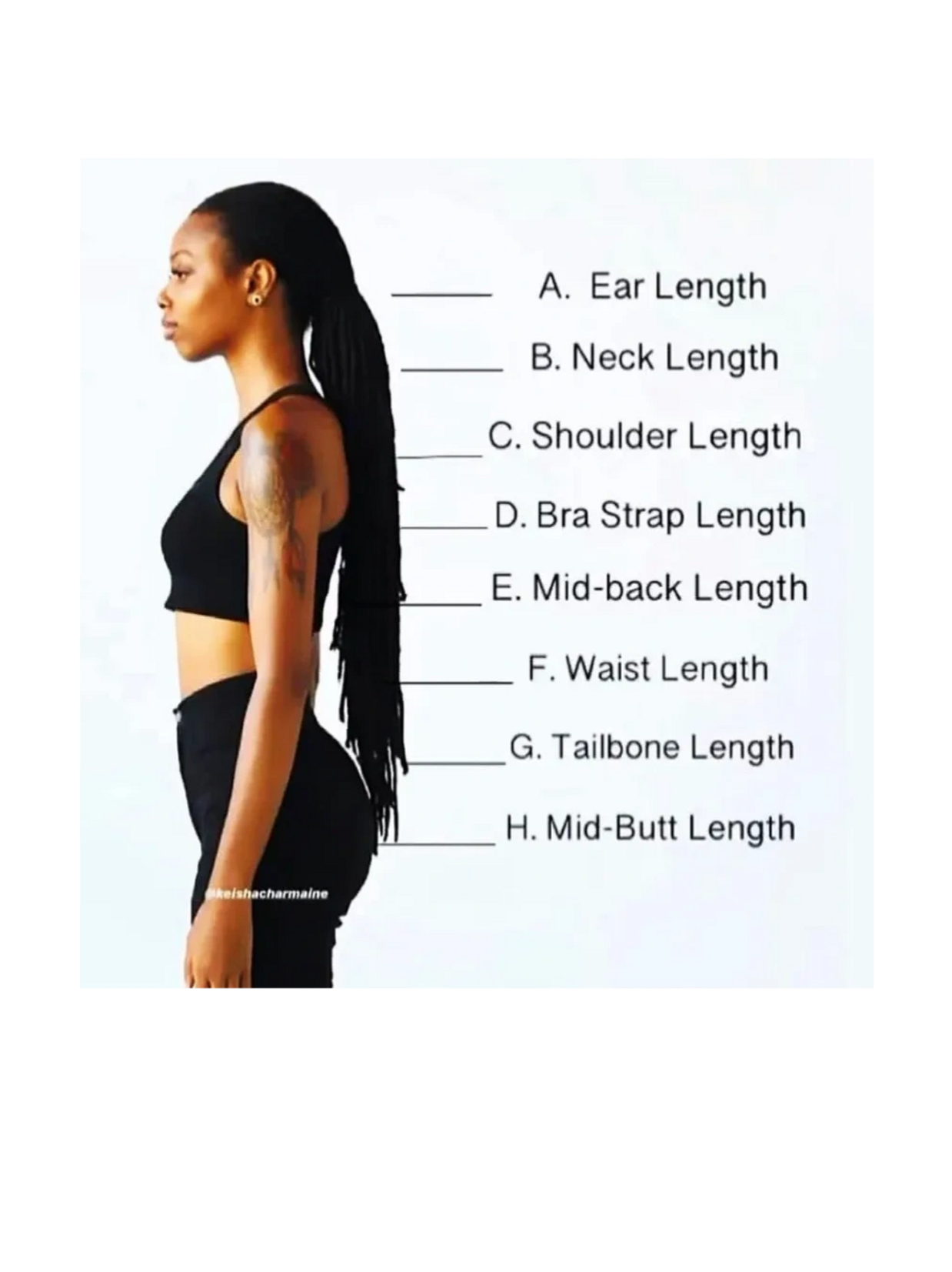 Keep in mind, length shown in the picture are what's  available. Mid Thigh length isn't shown. but i