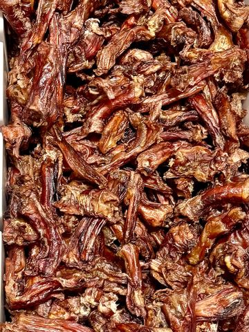 Close-up of dried mushrooms with rich brown hues.