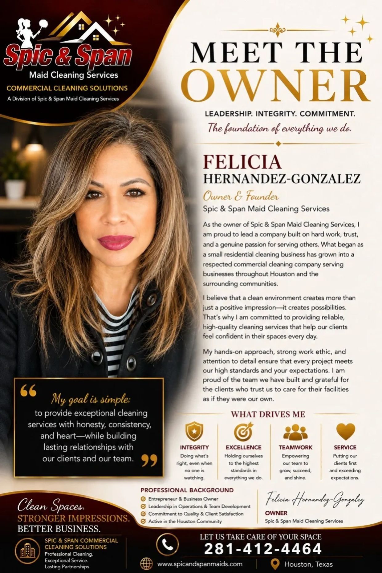 Meet Felicia Hernandez-Gonzalez, owner of Spic & Span Maid Cleaning Services.