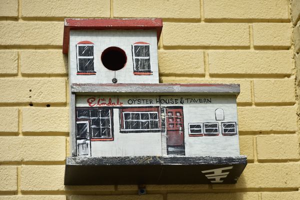 Mini matching buildings.  Art on the wall