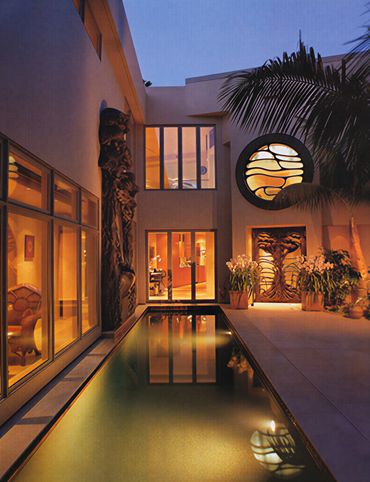 Bronze Portals, Fountain Beside Reflecting Pool and Ornamentation Installed at Coronado Island