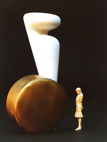 Small scale model of sculpture.