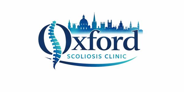 Logo of Oxford Scoliosis Clinic with a spine and city skyline.