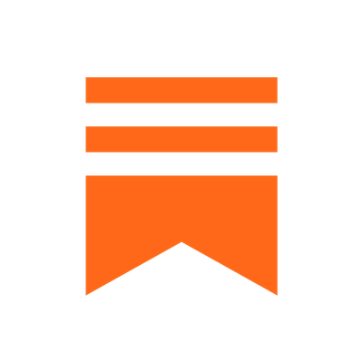 Orange bookmark icon with two horizontal lines above it.