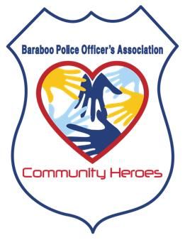 Baraboo Police Officer's Association logo with a heart and hands symbolizing community heroes.