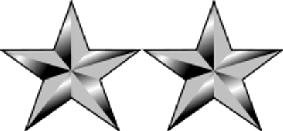 Two silver five-pointed stars on a black background.