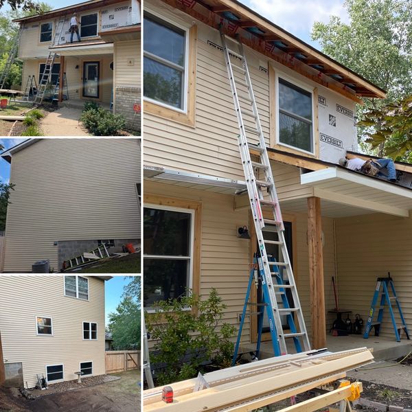 Two-story single family house, installing new siding, windows, soffit and facia. 