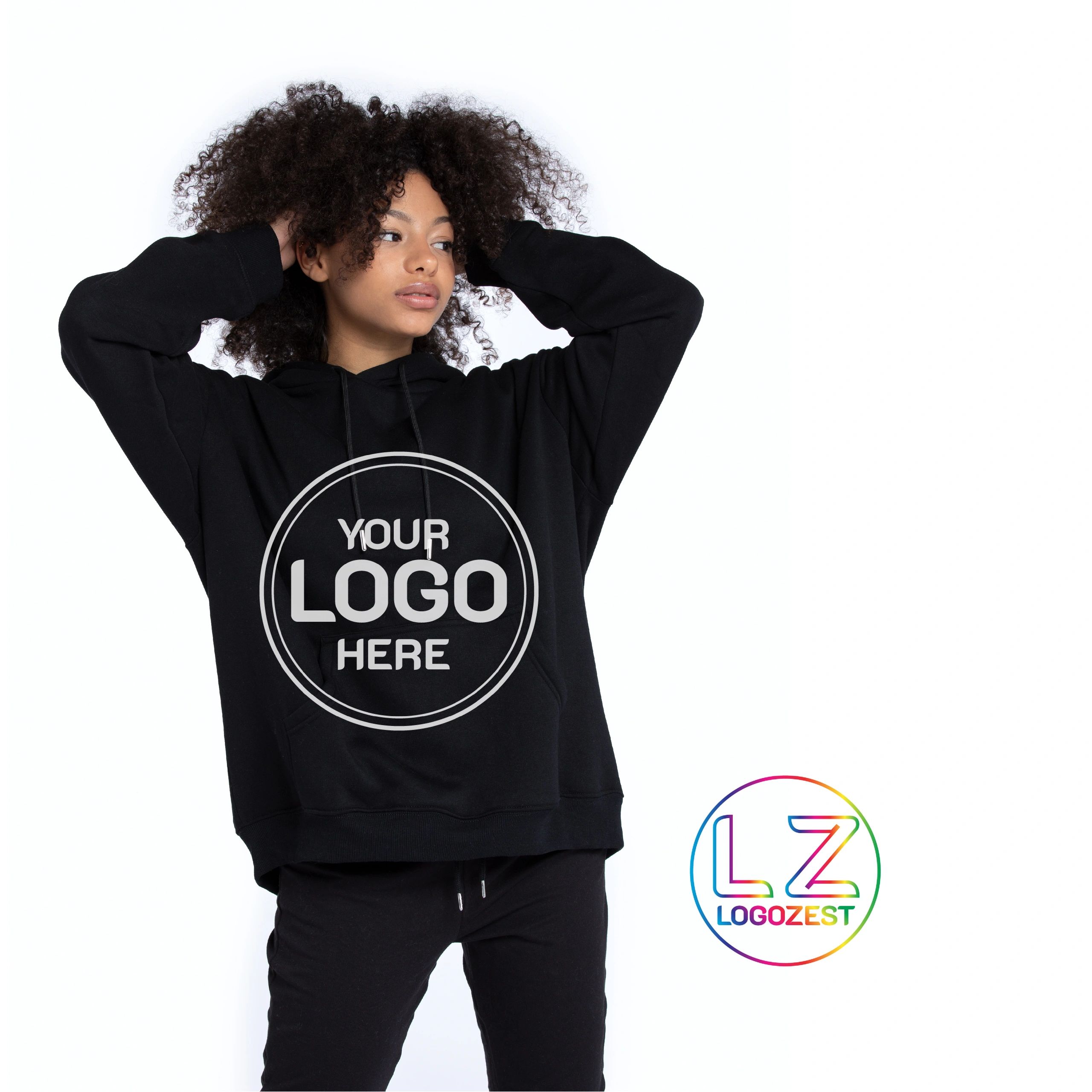 LogoZest hoodies available in any colour with embroidery and print options to add your logo or text