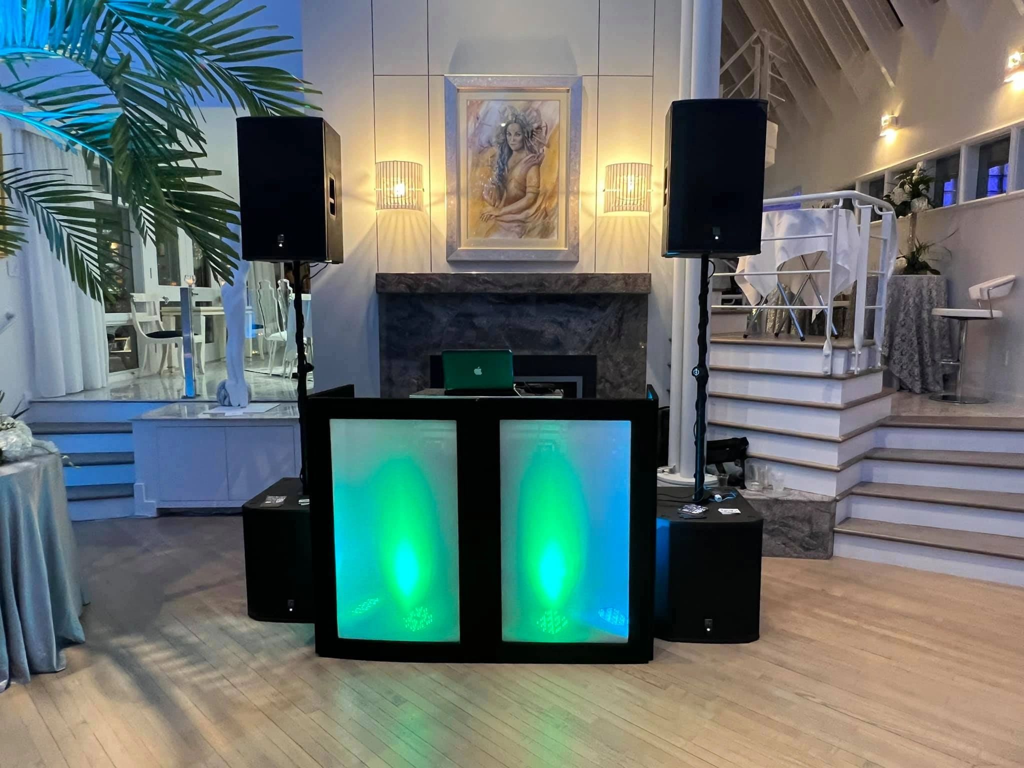 Custom DJ Facade  Dj booth, Wedding dj setup, Stage design