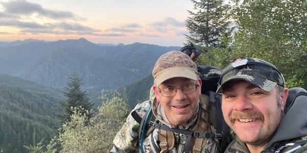 Happy to be hunting early archery Roosevelt elk hunting.