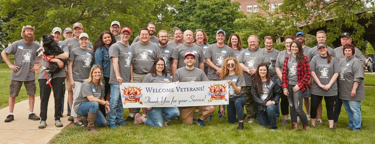This is our group of fantastic volunteers for the cook we performed at the Milwaukee VA in 2018.