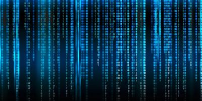 Dijital mavi binary kod akışı.