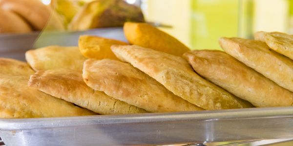 closeup shot of delicious Jamaican patties 