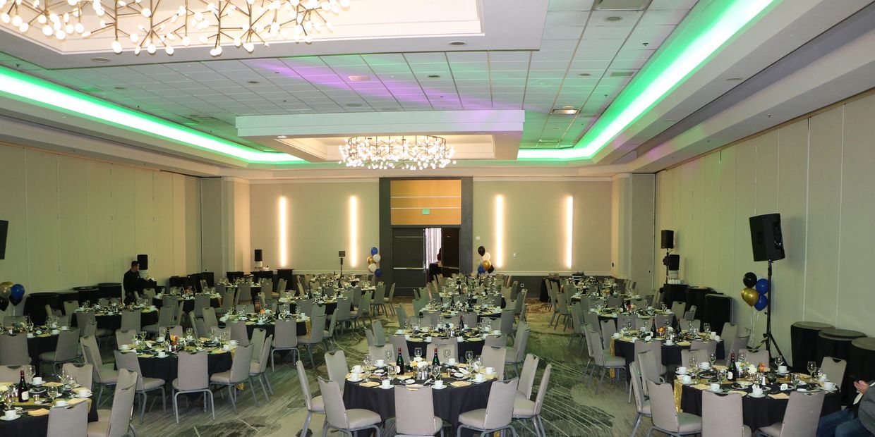 Corporate event with audio visual and lighting by A&A Event Production at the Bay Area