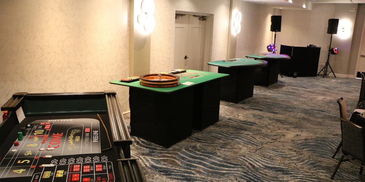 Las Vegas–style casino night with themed lighting produced by A&A Event Production 