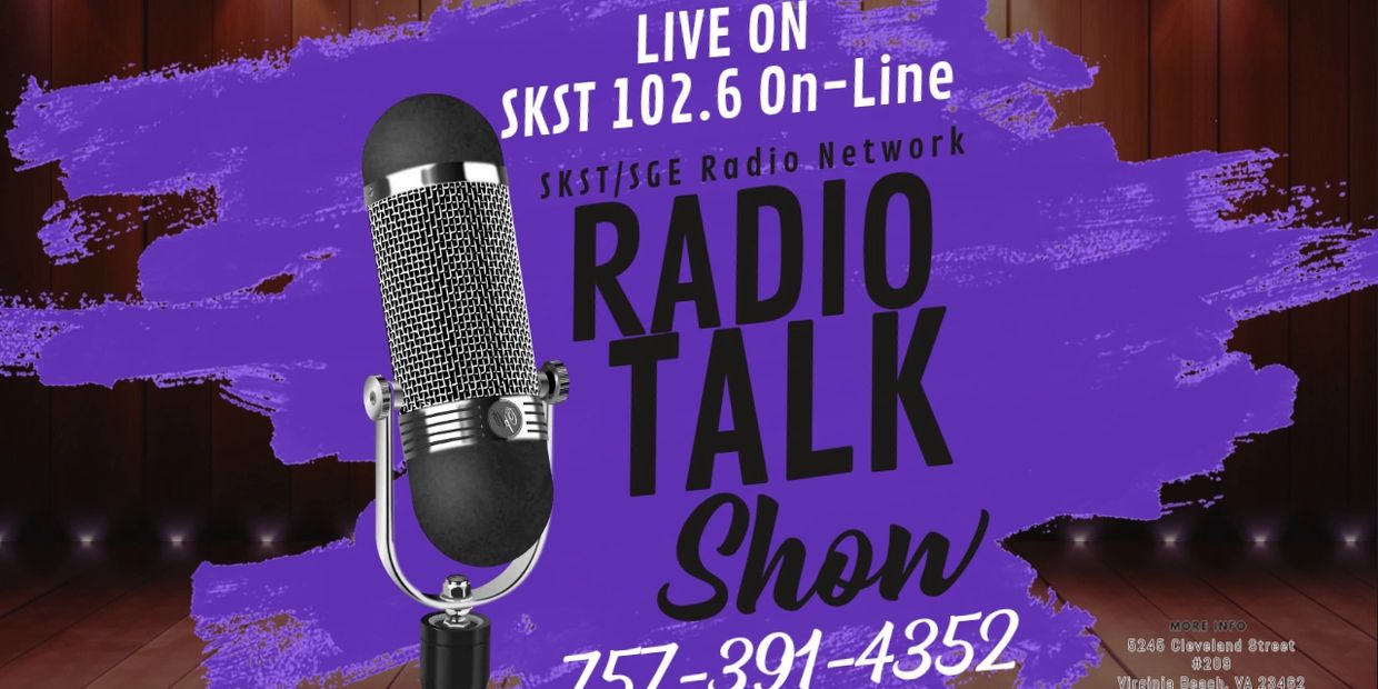 Promotional poster for a live radio talk show on SKST 102.6 online.