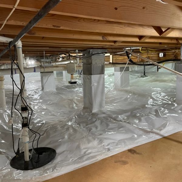 Crawlspace vapor barrier, encapsulation, mold remediation and water management.
