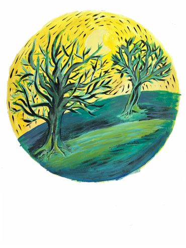 Trees in love - oil on  paper- 30x40 cm. - 2021


