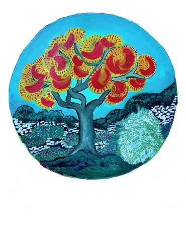 Luminous tree - oil on  paper- 30x40 cm. 2021   