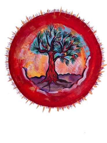 Mediterranean tree - oil on  paper- 30x40 cm. 2021  