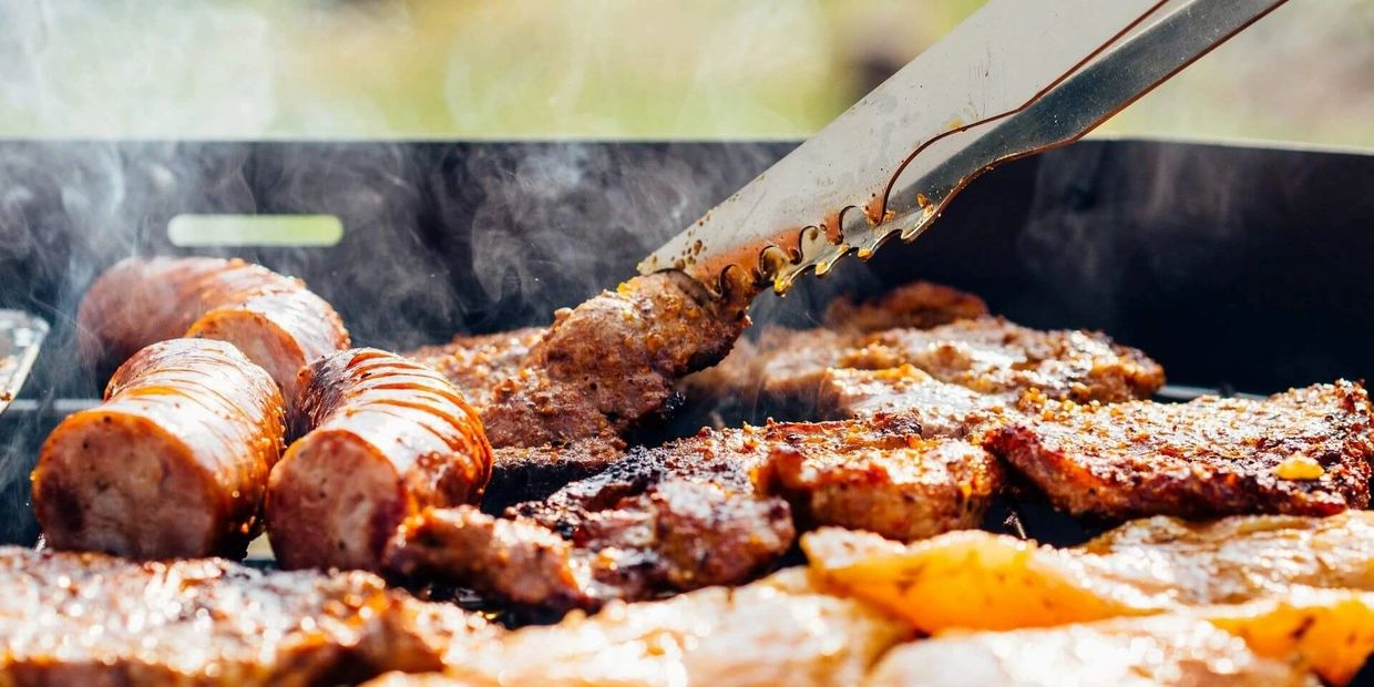 Grilled meat on barbecue