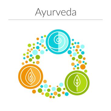Ayurveda symbol with three elements in circular design.