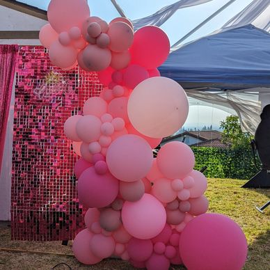 Balloon garlands can line your Bell tent or teepee tents for that extra pop!