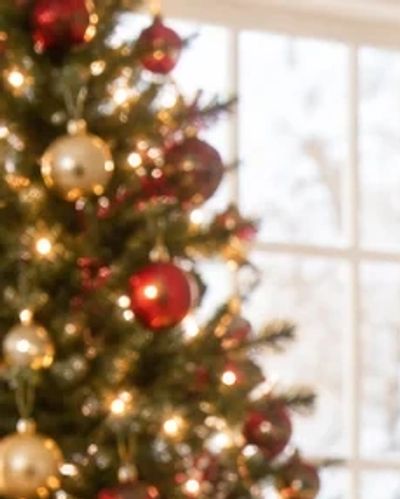 Singing Santa Paul in a digitally styled Christmas room; a home-visit concept, not a client event.