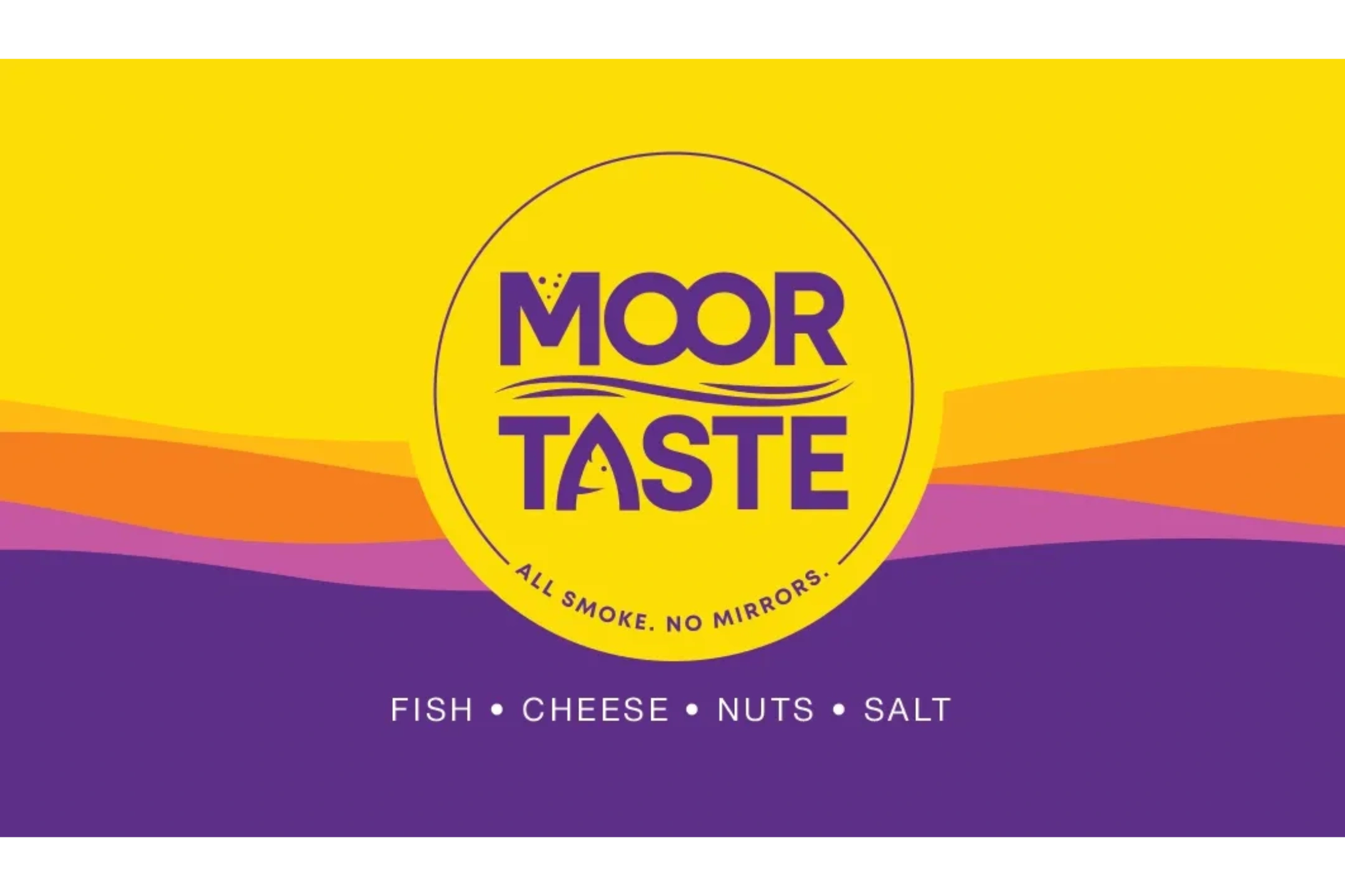 Bright logo of Moor Taste with colorful waves and tagline.