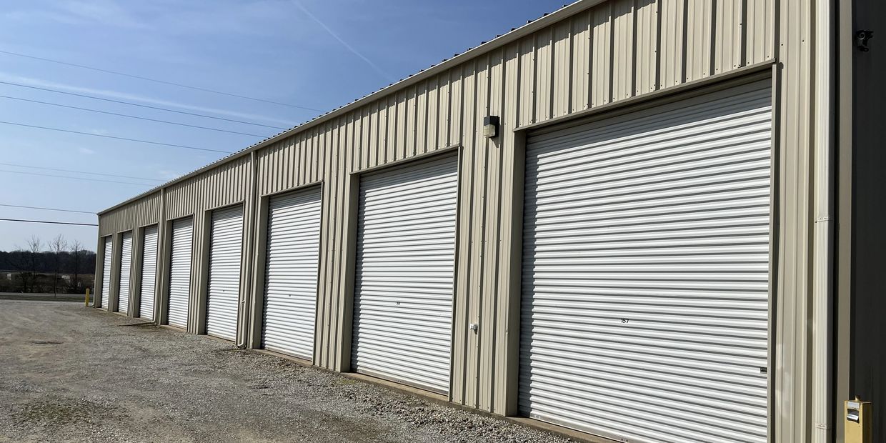 A line of self storage units in New Buffalo.