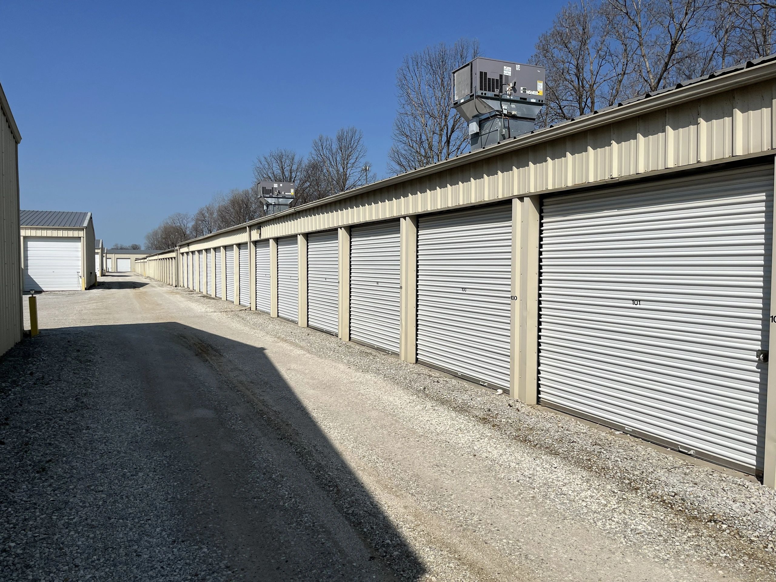 Self Storage units with overhead doors.