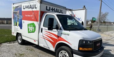 A U-Haul truck for rent in New Buffalo, Michigan. 