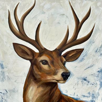 Original deer and woodland wildlife painting by Jasmine Shammay