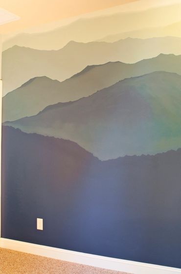 Blue Ridge mountain nursery mural for Durham homeowner.