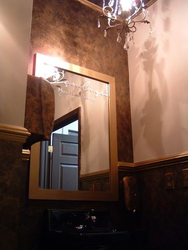 Metallic faux finish in Casalinga Restaurant bathroom.