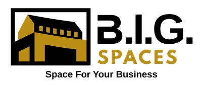 Logo of Big Spaces with a building icon and tagline.