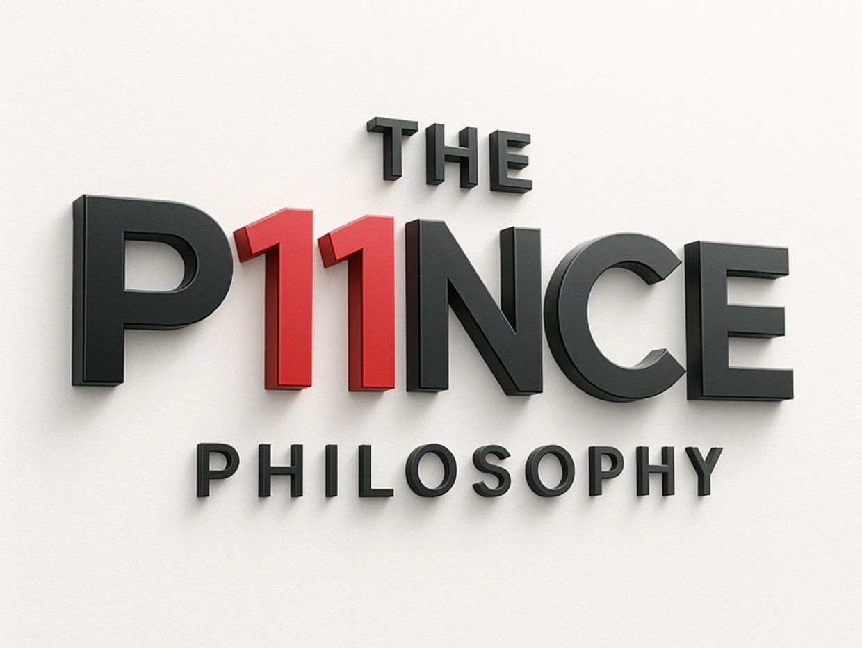 3D text logo saying 'THE P11NCE PHILOSOPHY' with red and black letters.
