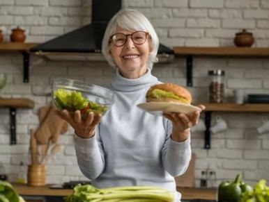 a woman with healthy snacks 