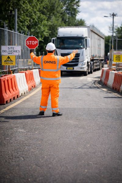 Our trained traffic marshals manage vehicle movements, deliveries, and pedestrian crossings on const
