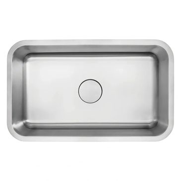 Rectangular stainless steel sink with rounded corners