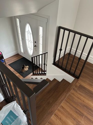 GVP Contracting Langley BC Interior Renovation Living Room Remodel showing new iron rod railings
